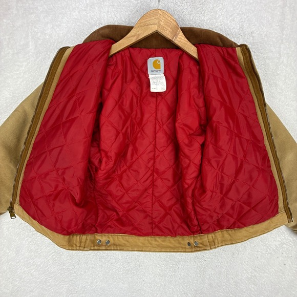 Carhartt Detroit Jacket Quilt Lined Youth 14 (XL) Y20 BRN Brown Red Lining - Picture 4 of 16